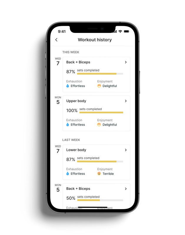 A mockup of the coaching app showcasing the different features.